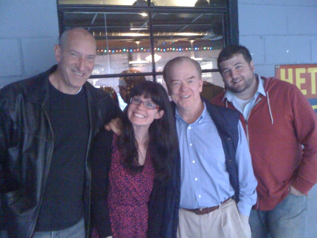 Claire Marks-Gibson Dissertation Party (pictured left to right: Dr. David Penn, Claire Marks-Gibson, Dr. Cort Peterson, and Claire's Husband) 